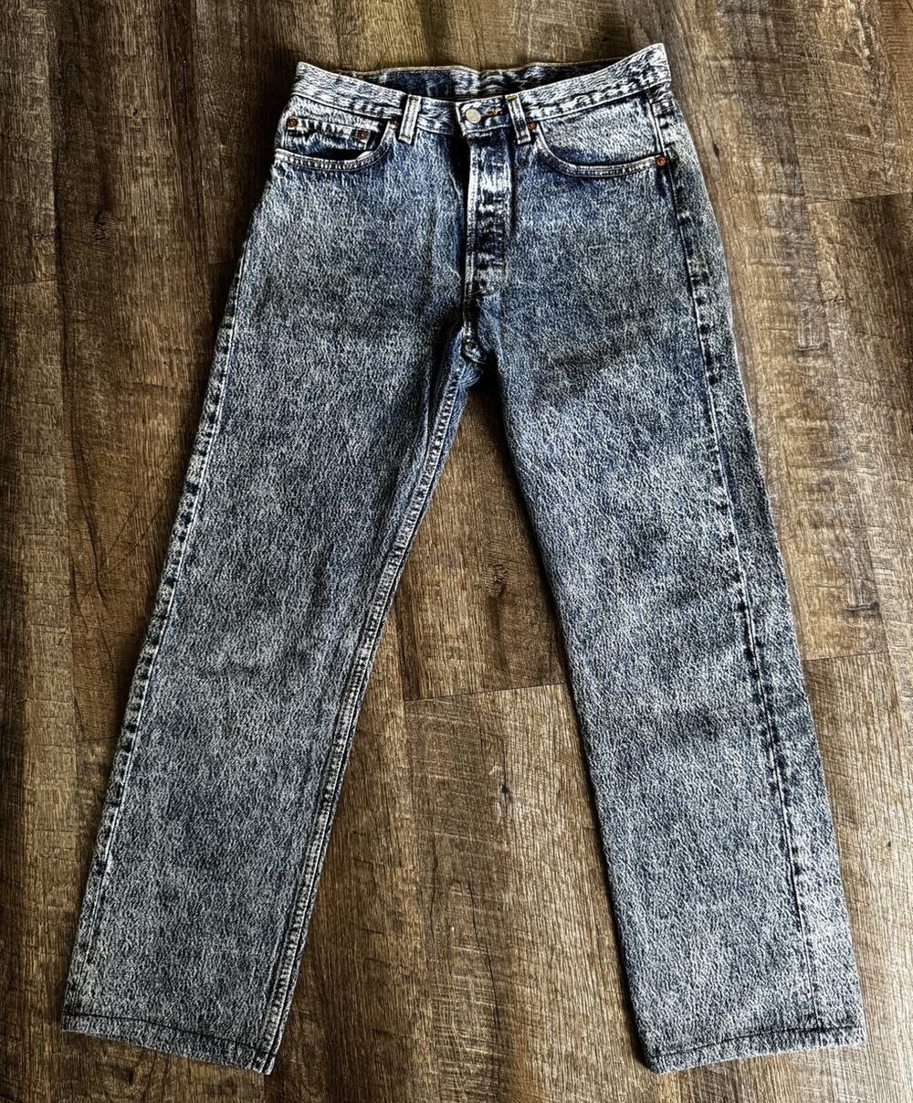 Vintage Levis Jeans Women's W31/L30 Blue Denim 501 Button Acid Wash 80s Made USA